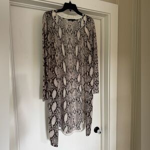 Olivaceous snakeskin print longline open cardigan